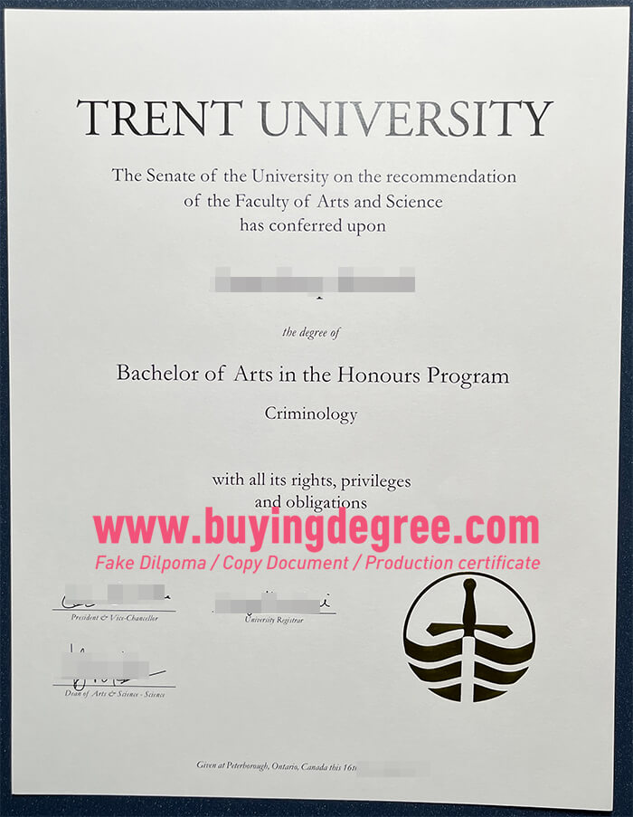 Fake Trent University bachelor's degree online