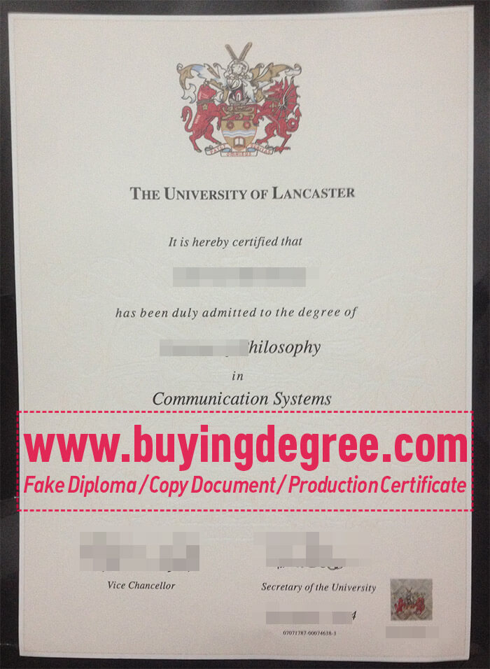 Lancaster University diploma certificate