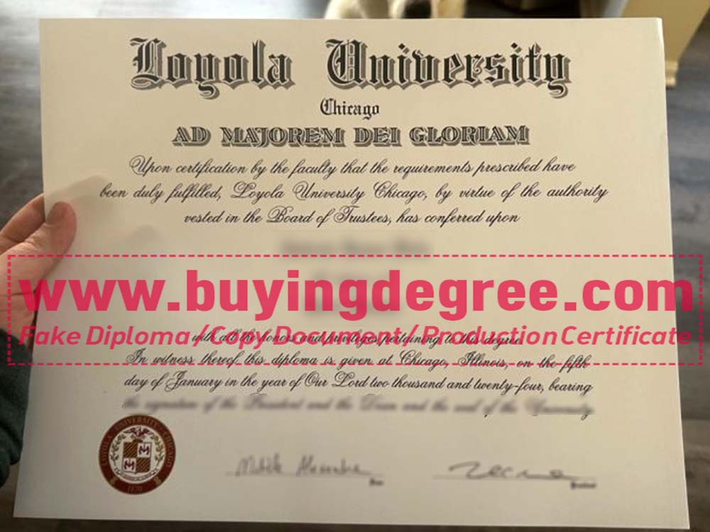 customizing a fake Loyola University Chicago diploma