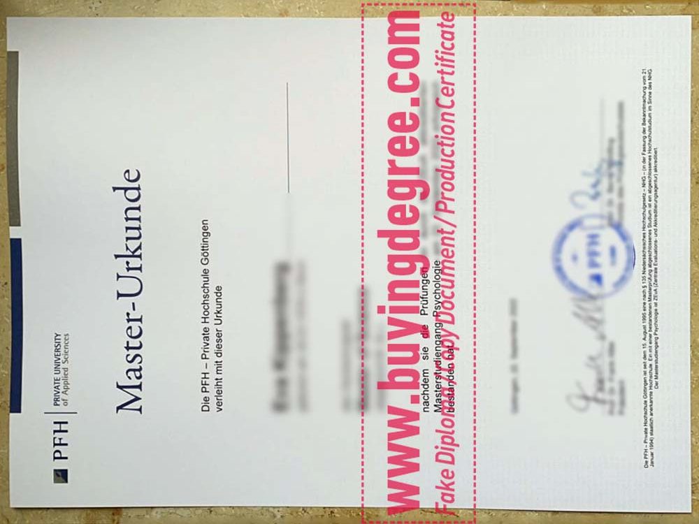 Get a PFH Private Hochschule Göttingen fake diploma