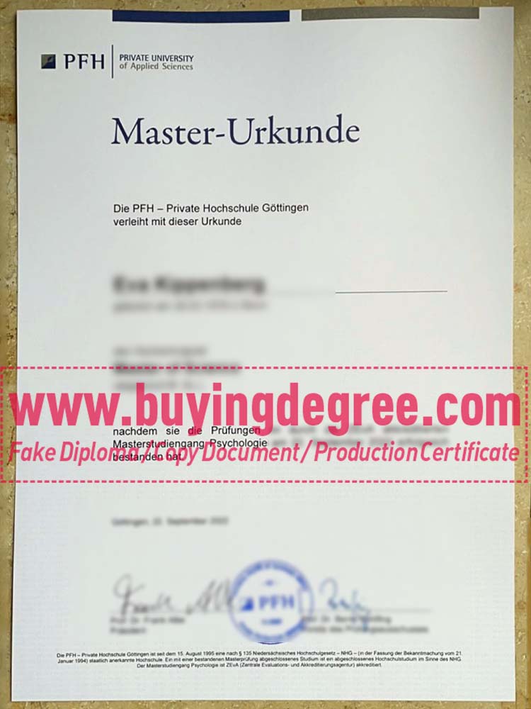 Get a PFH Private Hochschule Göttingen fake diploma in Germany?